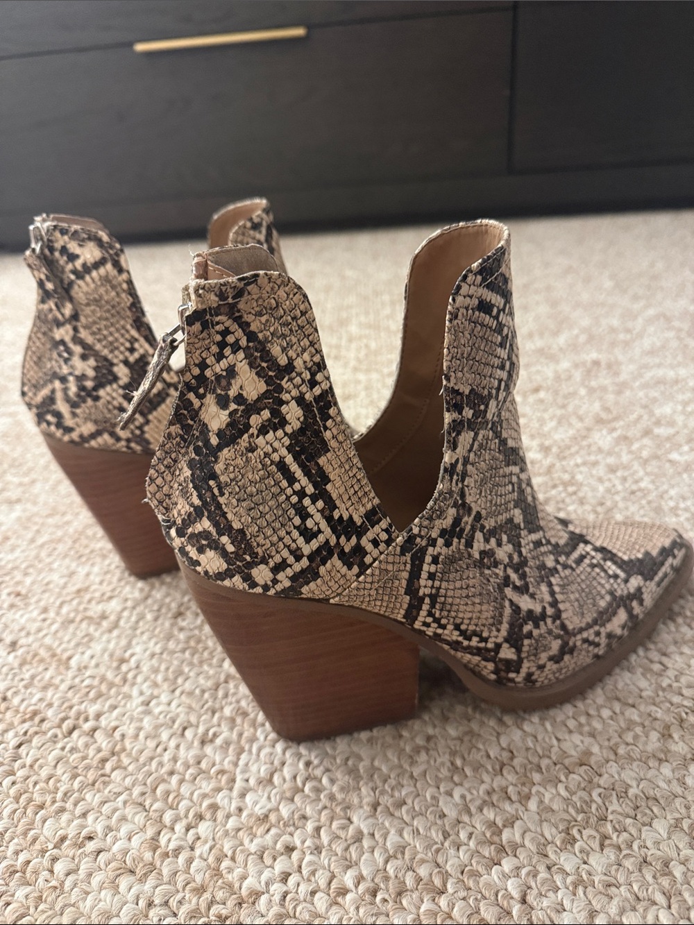 Abound Snake-Print Cutout Ankle Booties in Beige